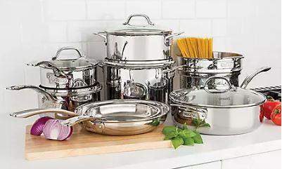 Viking 13-Piece Tri-Ply Stainless Steel Cookware Set with Glass Lids - Fit2marts.com