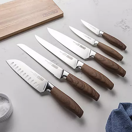 Viking 6-Piece Cutlery Set with Faux Wood Handles and Sheaths - Fit2marts.com