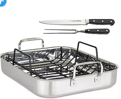 Viking 3-Ply Clad Stainless Steel Roaster with Rack and 2-Piece Carving Set - Fit2marts.com