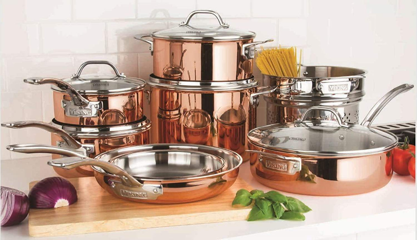 Viking 13-Piece Tri-Ply Copper Cookware Set - Fit2marts.com